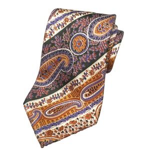 Vintage Christian Dior Multicolor‎ floral Paisley Tie academia preppy Designer